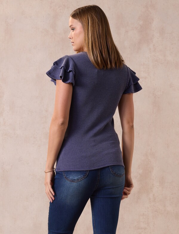 Remera Manga Volados AZUL