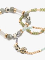 Set De Pulseras Con Cuentas De Piedras multicolor