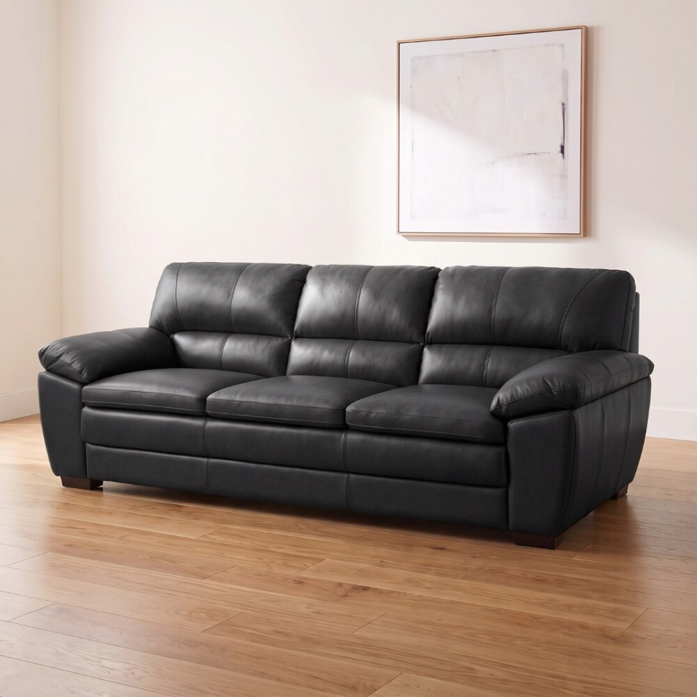 Sillón %100 Cuero - 3 Cuerpos - Premium Negro