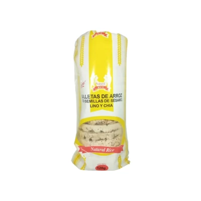 Galletas De Arroz Con Sésamo, Lino Y Chía Sin Gluten Natural Rice Gall De Arroz Con Ses Lino Ch