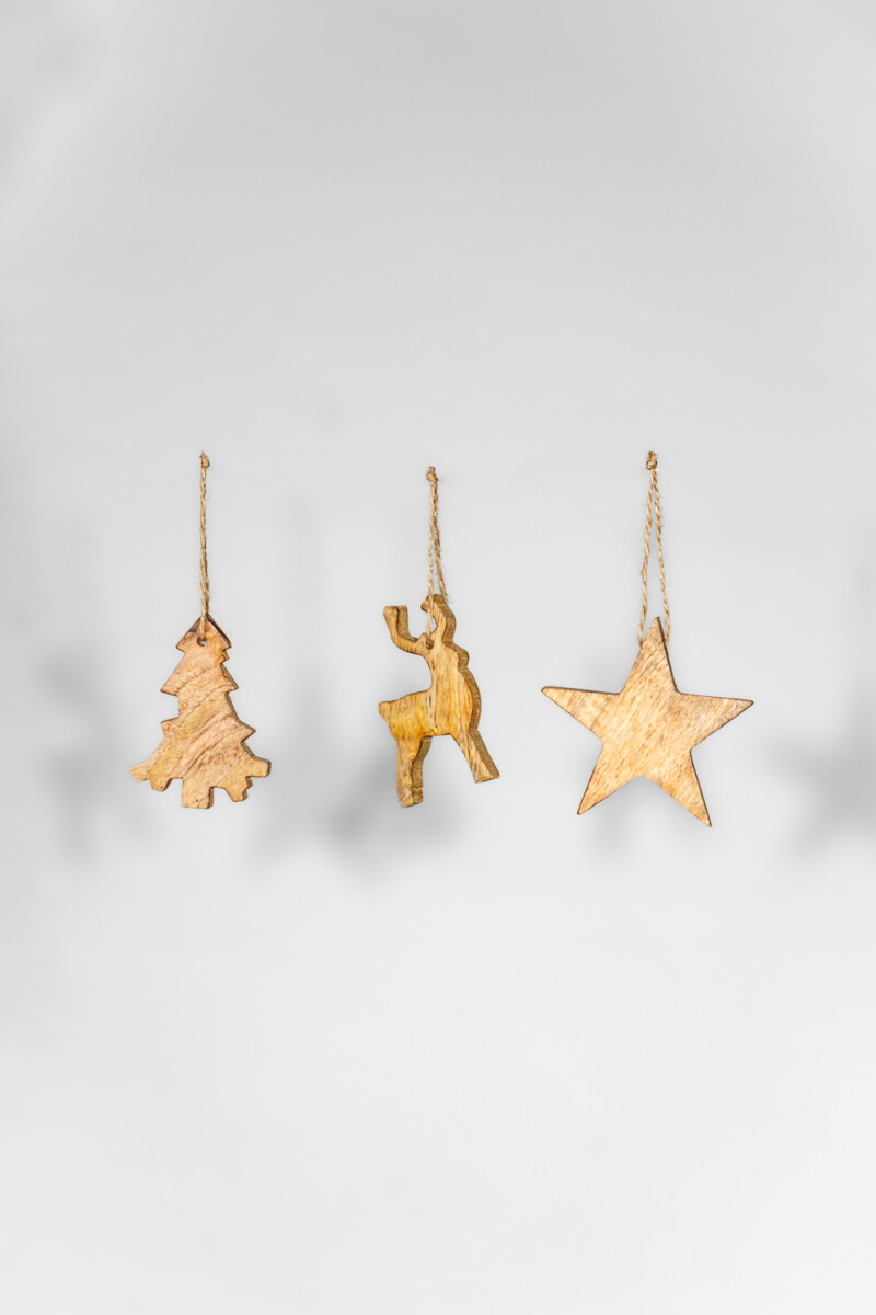 Colgante Madera, Mix 3 Diseños - Color Unico 