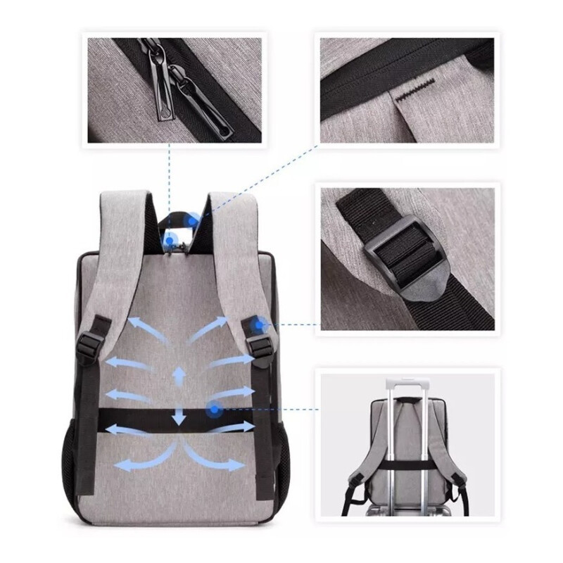Mochila C/ Usb. Porta Laptop Antirrobo Negro