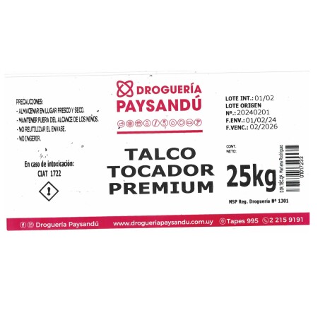 Talco de Tocador 25 kg