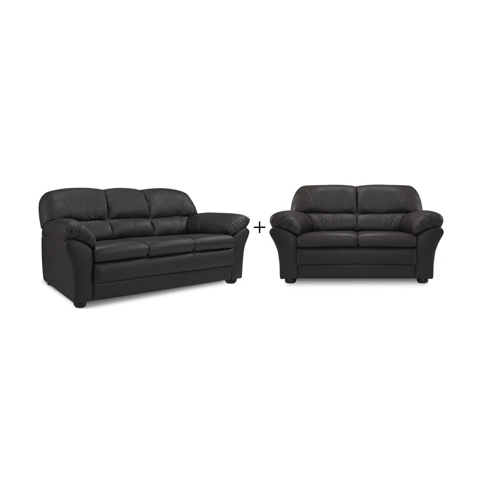 JUEGO DE SILLONES CUERO FIRENZE NEGRO 3 + 2 CUERPOS