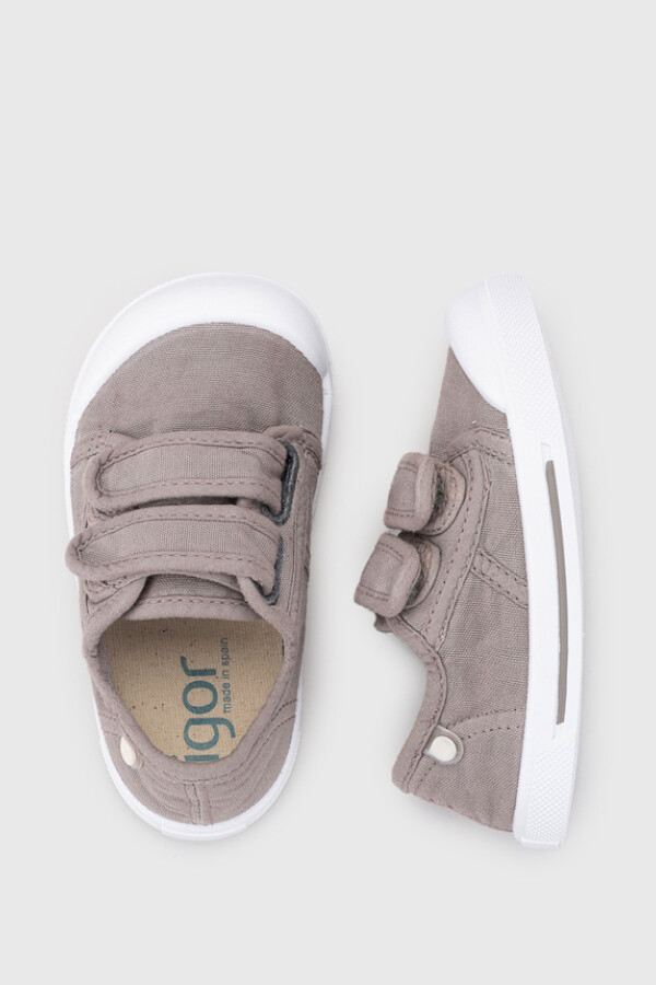 Zapatilla dos velcros Canvas V Topo Gris