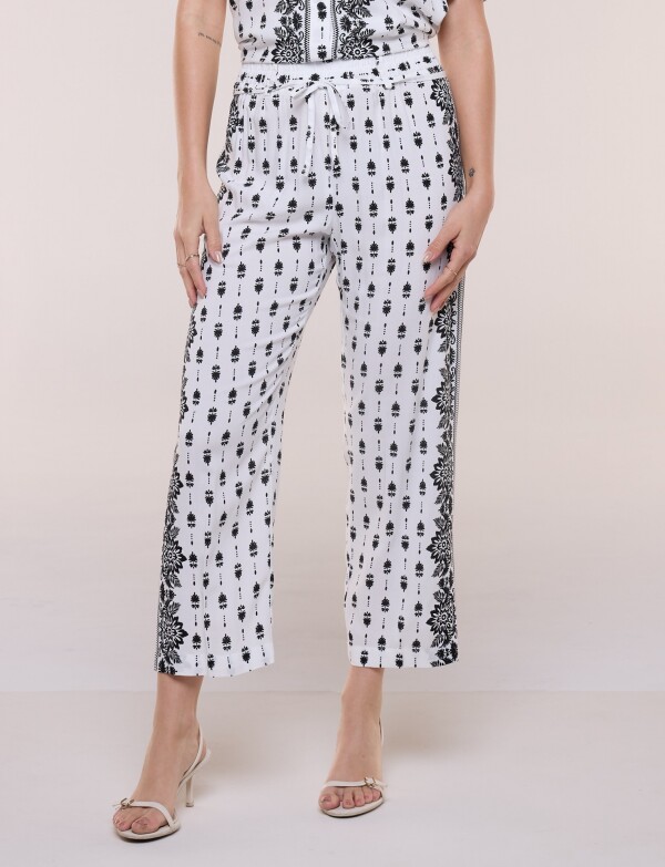 Pantalon Fluído Crop Printed CRUDO/MULTI
