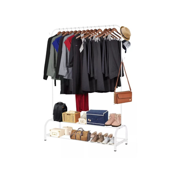 Perchero Para Ropa Con Doble Estante Percha Metal Organizador Placard Ropero Imback Color Blanco Perchero Para Ropa Con Doble Estante Percha Metal Organizador Placard Ropero Imback Color Blanco