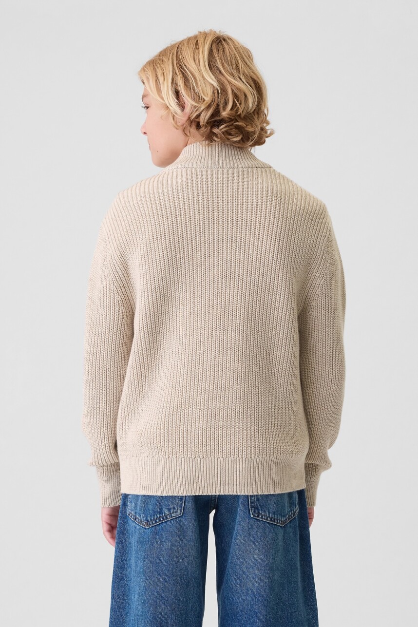 Buzo Algodón Medio Cierre Niño Light Oat Heather