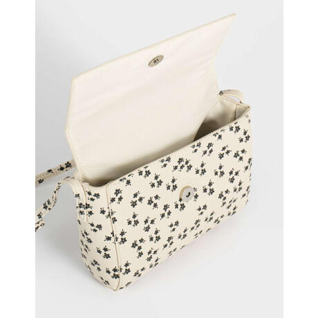 Bandolera Cuerina Solapa Estampado Flores