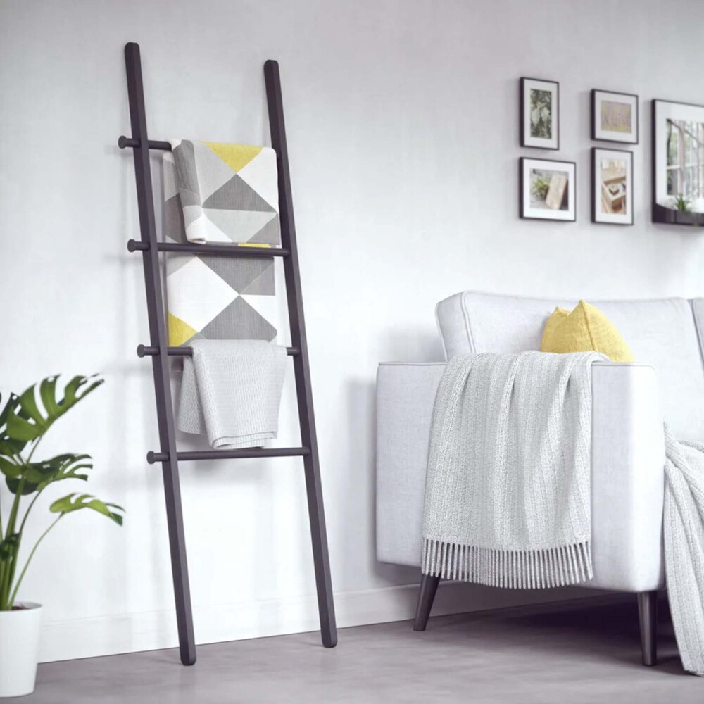 ESCALERA DECORATIVA MADERA-Y-ACERO NEGRO 1017445