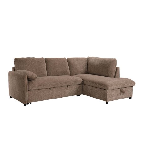Rinconera cama Cosmo (c/baúl) - Tela Microfibra - Chaise derecho 410 (Tostado)