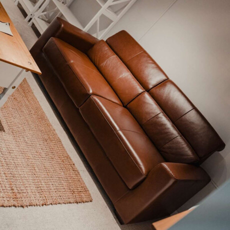 Sillon 100% Cuero 3 Cuerpos Sublime Caramelo