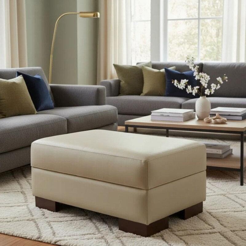 PUFF DOMINI OTTOMAN - 100% CUERO - AVELLANA PUFF DOMINI OTTOMAN - 100% CUERO - AVELLANA