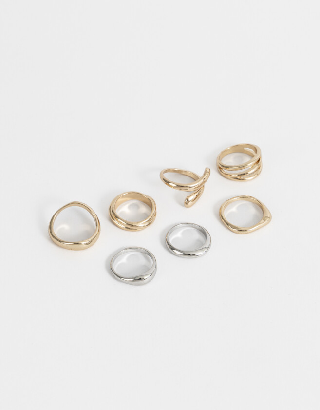 Sets Anillos Metal diferenciado Sets De Anillos Mix Plating - Combinacion Bicolor