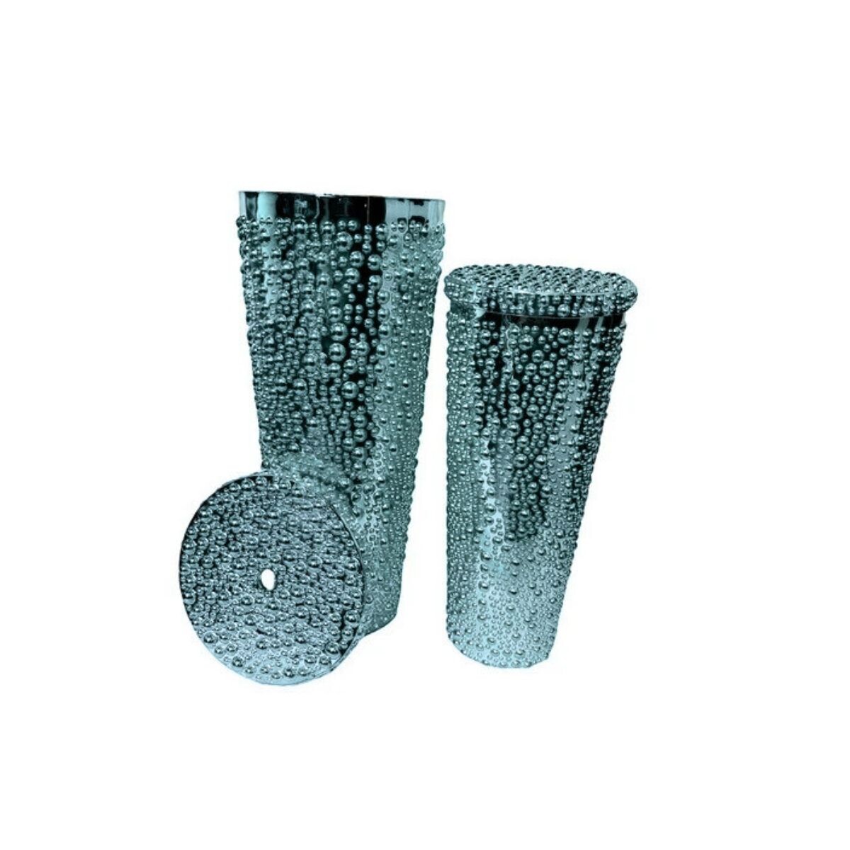 Vaso Metalizado Perlas x1 - Celeste 