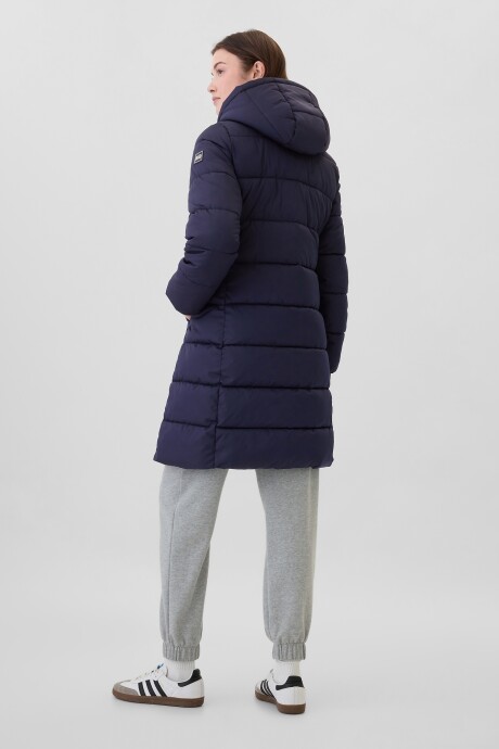 Campera Larga Puffer Logo Gap Mujer Navy081