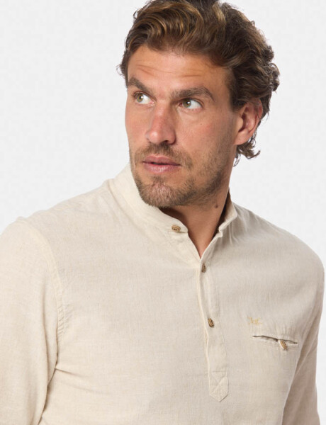 CAMISA DE LINO CUELLO MAO Beige