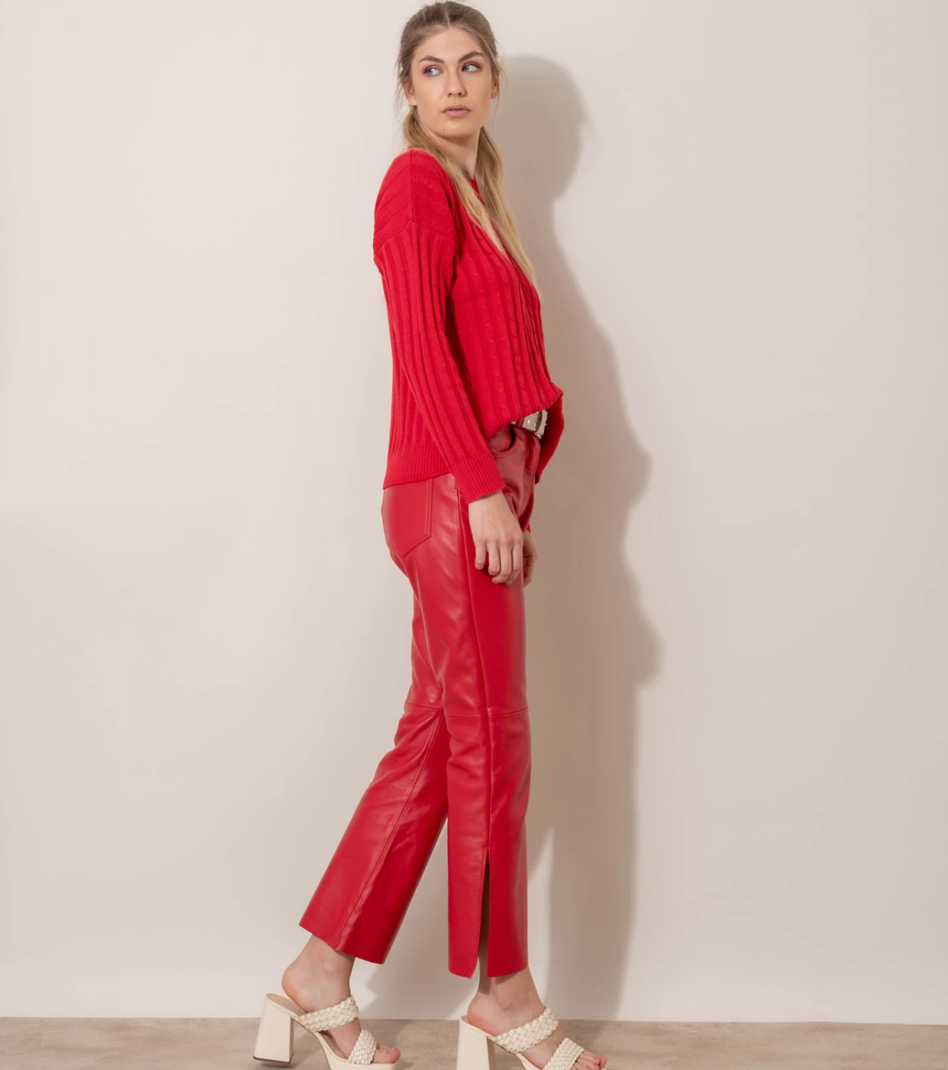 Leather Pant rojo l