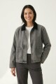 Campera denim con cuello contratono GRIS OSCURO
