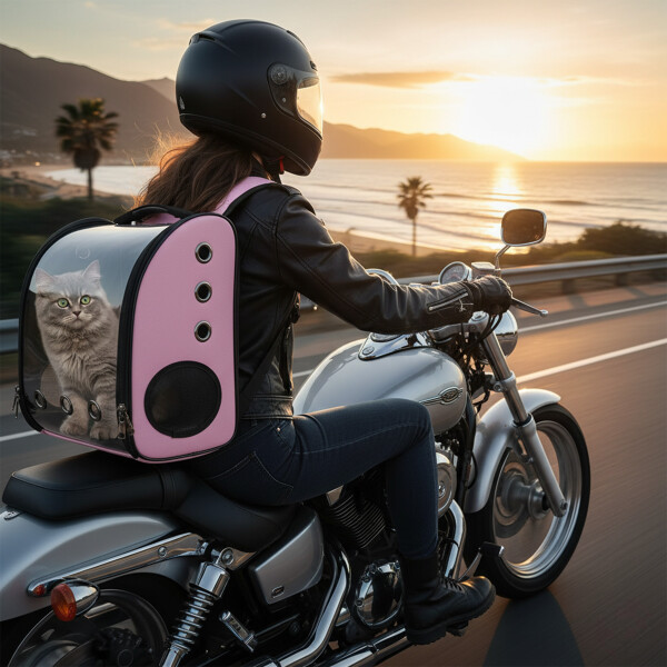 Mochila Transportadora Bolso Cuerina Premium Mascota Capsula Color Rosado