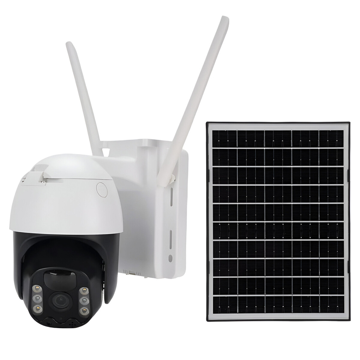 Cámara Seguridad Sola WiFi 4K Exterior Visión Nocturna - Color Blanco Negro 