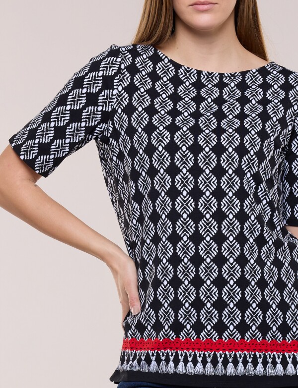 Remera Estampa Geométrica NEGRO/BLANCO