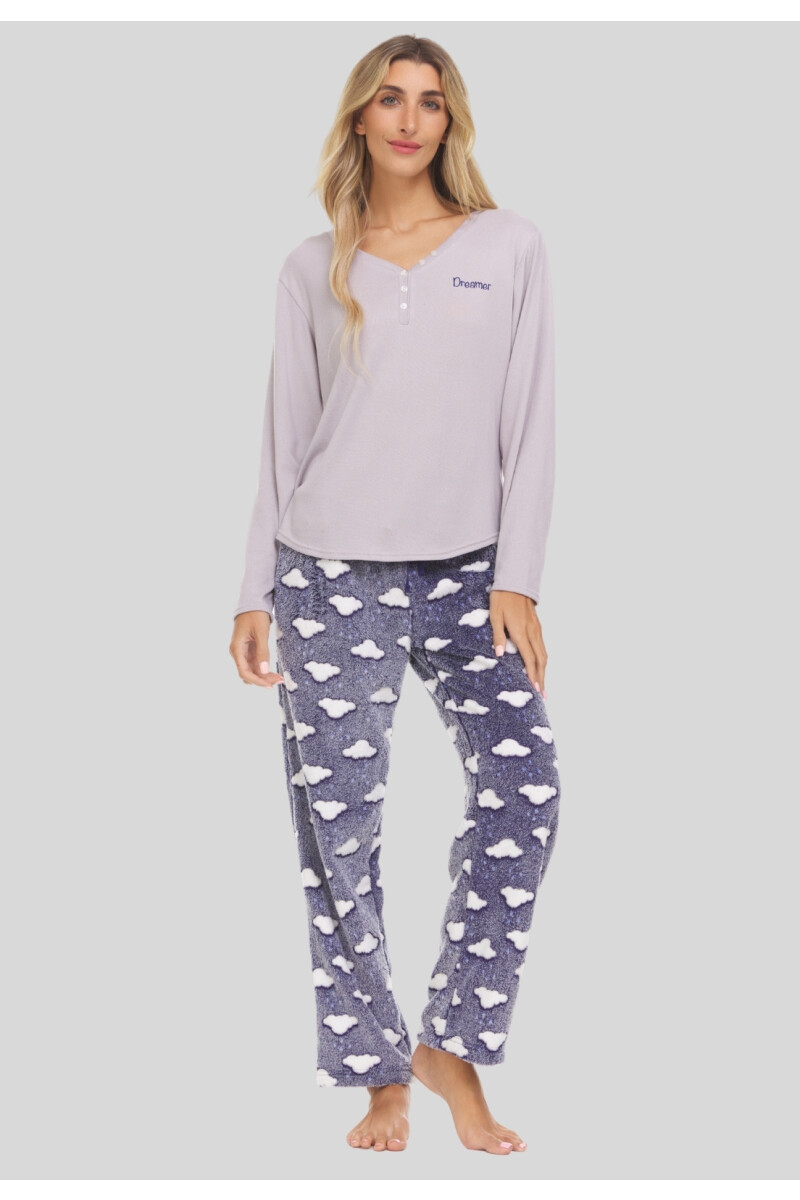 PIJAMA EN FLEECE GRIS