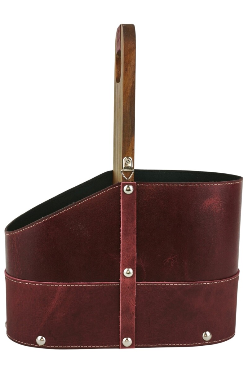 Matera de Cuero Vacuno Legítimo con Estructura Integral de Madera Bordo