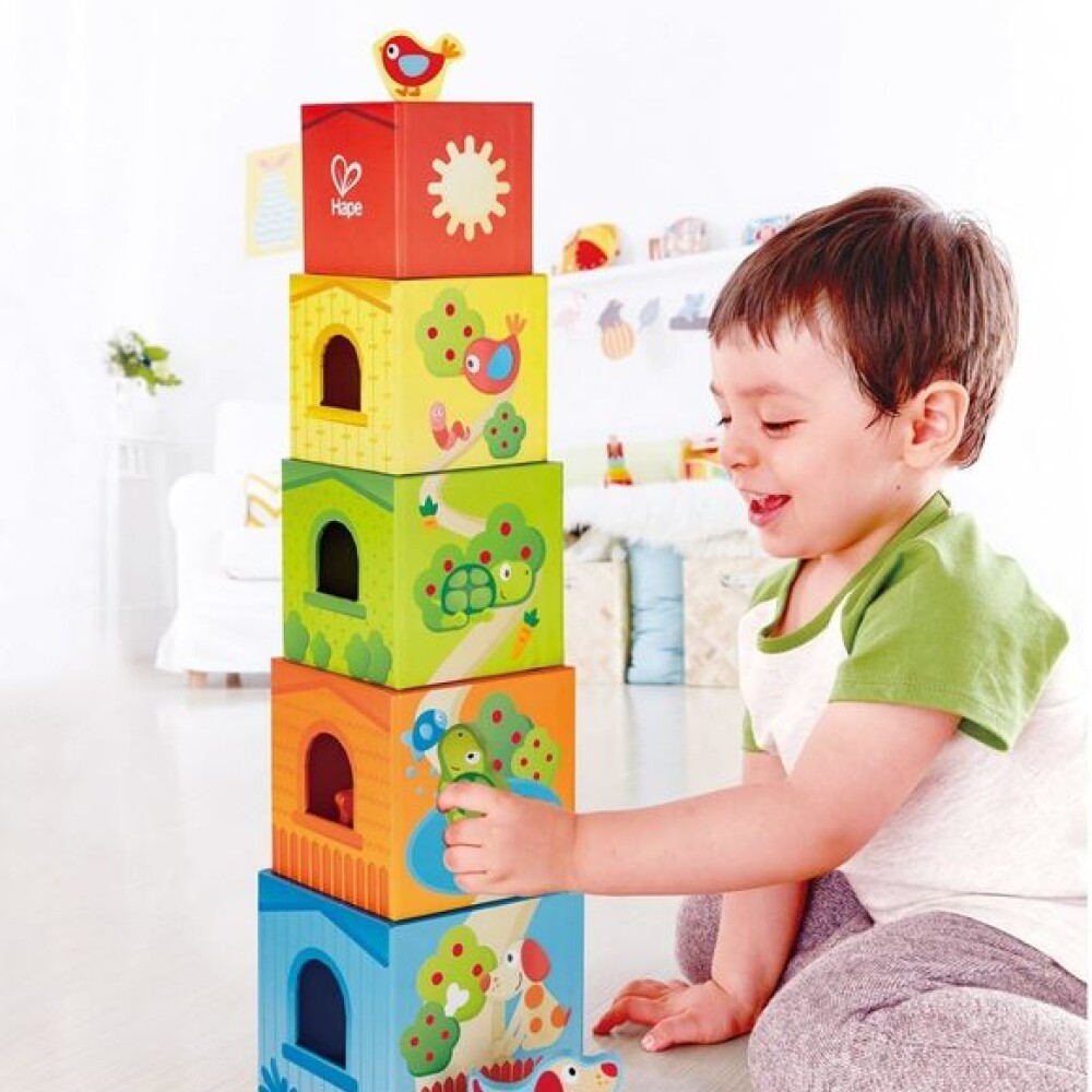 Bloques cubo apilables con animales PEPE friends HAPE Bloques cubo apilables con animales PEPE friends HAPE