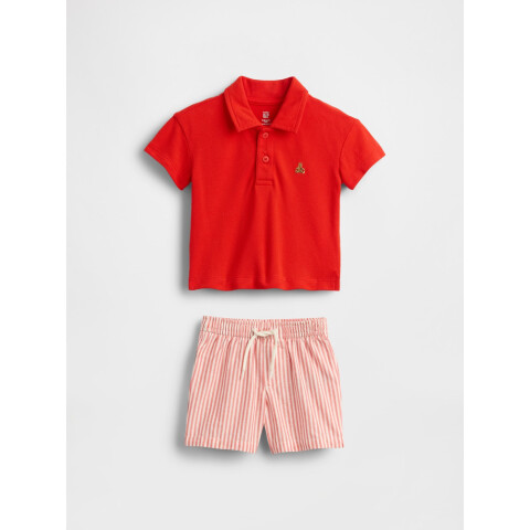 2PC B SS K2W POLO SHORT SET POSTER RED