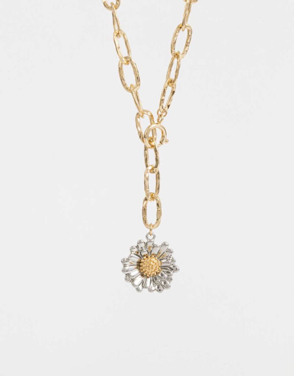 Collar Largo Con Margarita - Combinacion Bicolor 