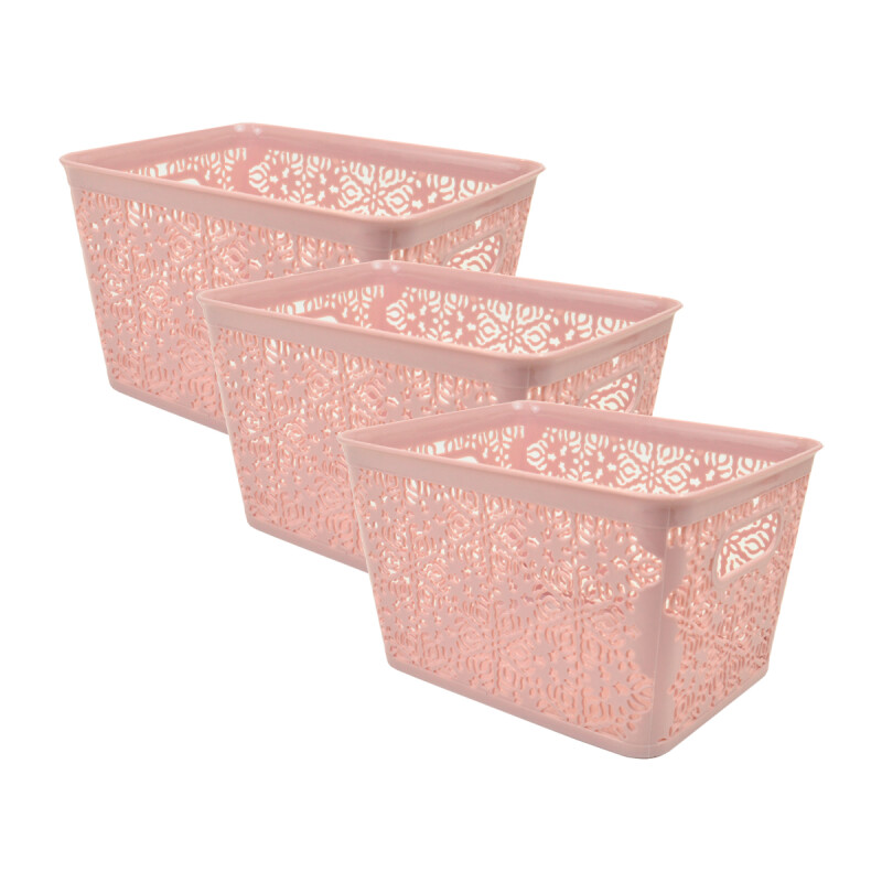 Set x3 Cesto organizador calado 7 lts ROSA