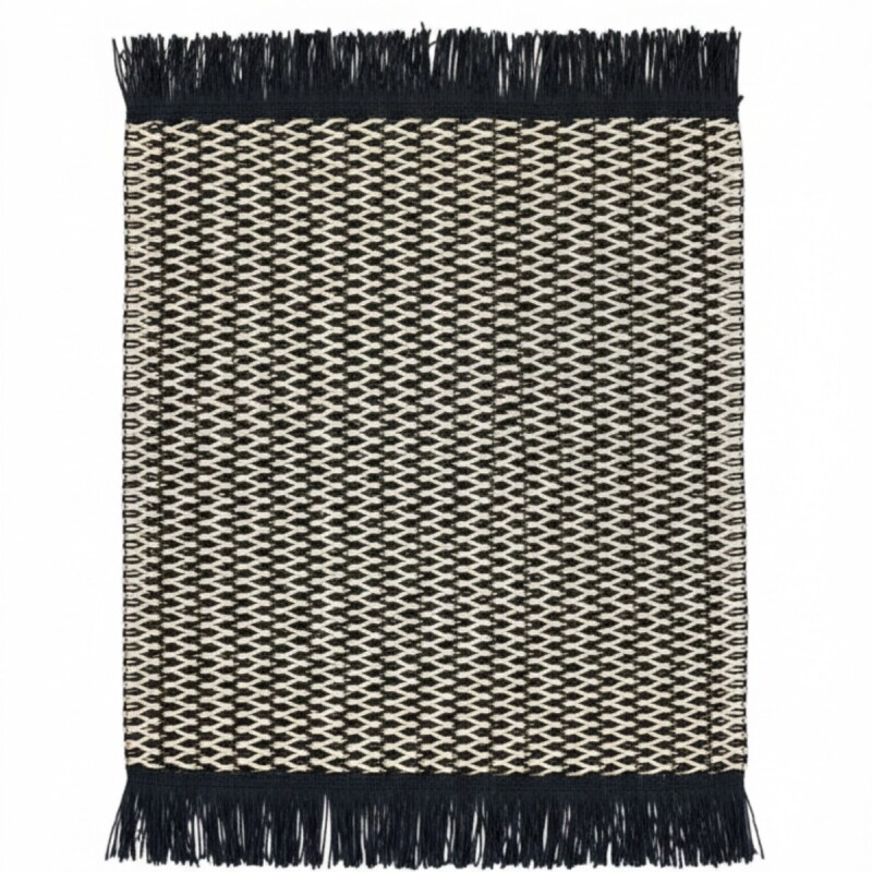 INDIVIDUAL RECT NEGRO COMB C/FLECOS 30X45CM Unica