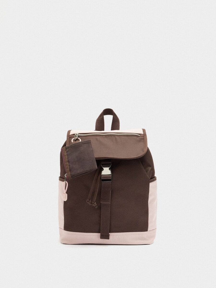 Mochila Color Block Con Nylon burdeos