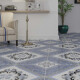 CERAMICA GEOMETRICA 45X45 BRILLANTE AZUL DECORADA GAMAS DE AZUL