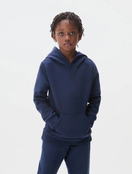 BUZO BÁSICO INFANTIL CON CAPUCHA AZUL