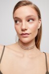 COLLAR DOBLE BAÑADO EN PLATA DE LEY CON TOPACIO BLANCO Colgante