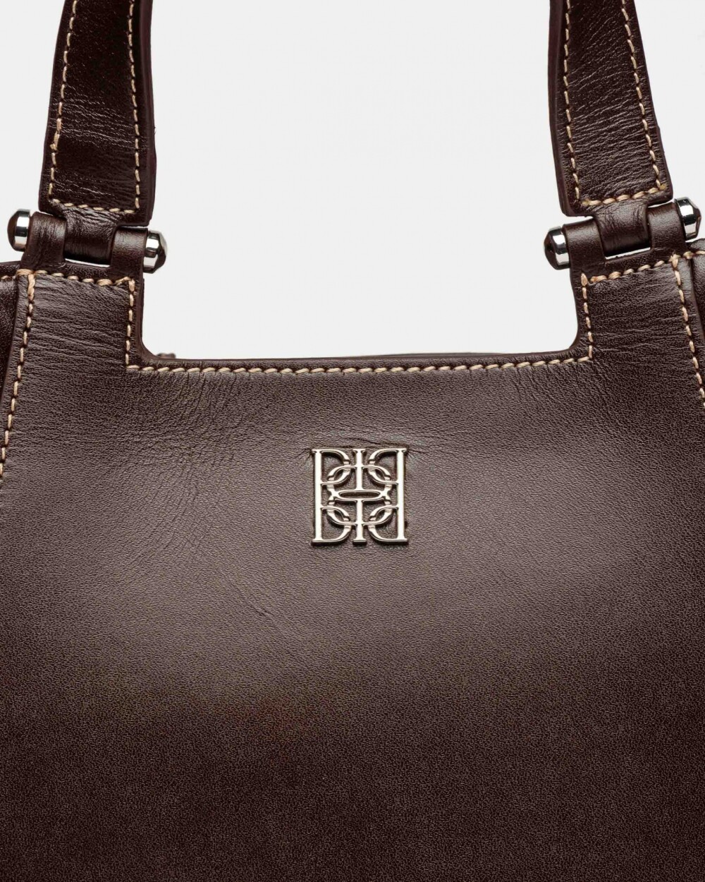 Cartera de mano Tess en cuero vaquita Chocolate