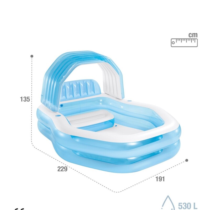 INTEX PISCINA FAMILIAR INFLABLE C/TOLDO & RESPALDO 550 LITROS Intex Piscina Familiar Inflable C/toldo & Respaldo 550 Litros