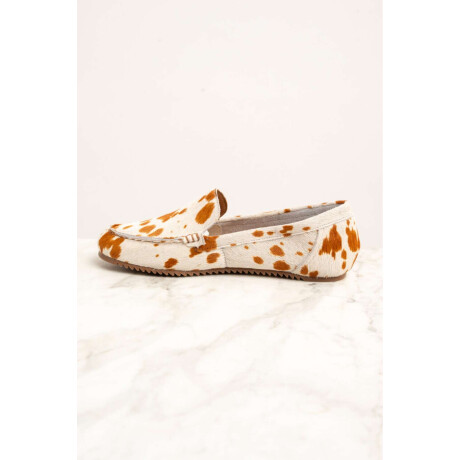 Mocasin Pelo Animal Print Vaca Camel