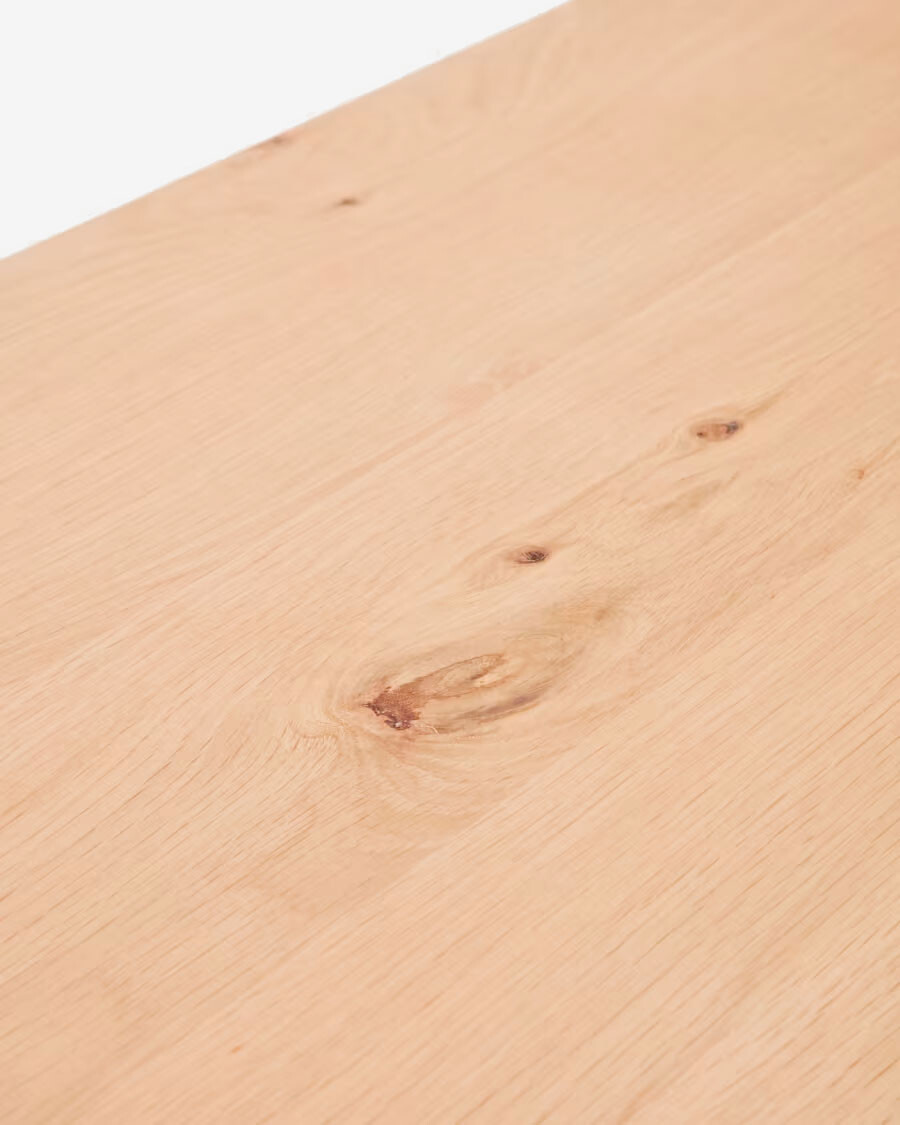Mesa extensible Yain de chapa y madera maciza de roble 120 (180) x 80 cm