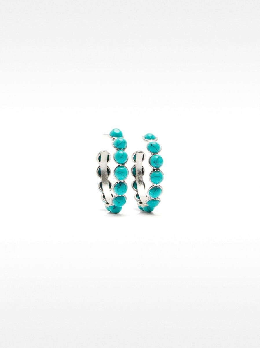 Aros Abiertos Con Piedra - azul 