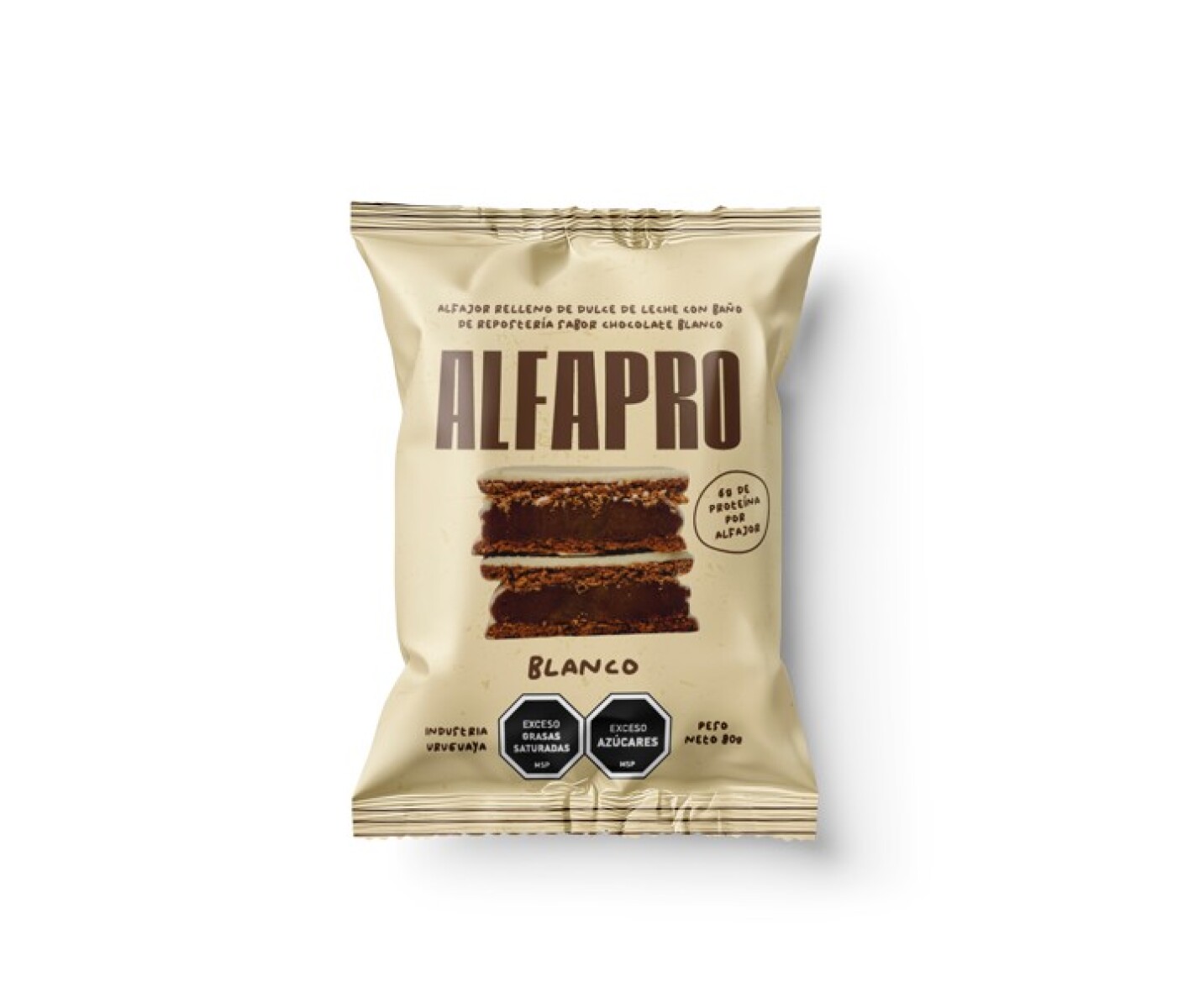 Alfapro Alfajor Protéico Chocolate Blanco caja x 8 unidades 