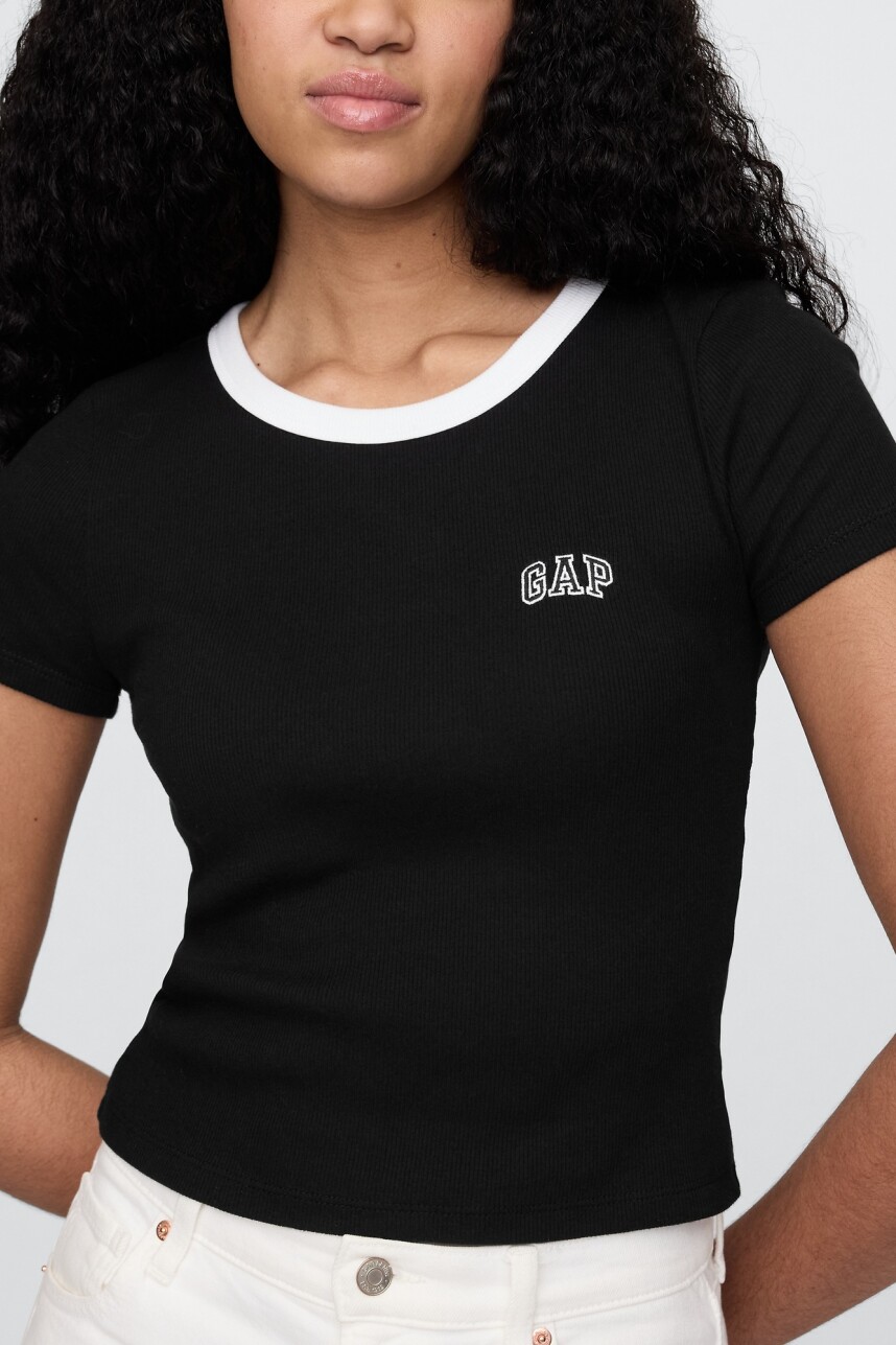 Remera Mini Logo Gap Mujer Black White Pk
