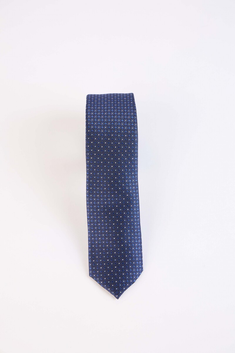Corbata Microfibra - Azul Circulos Negro 