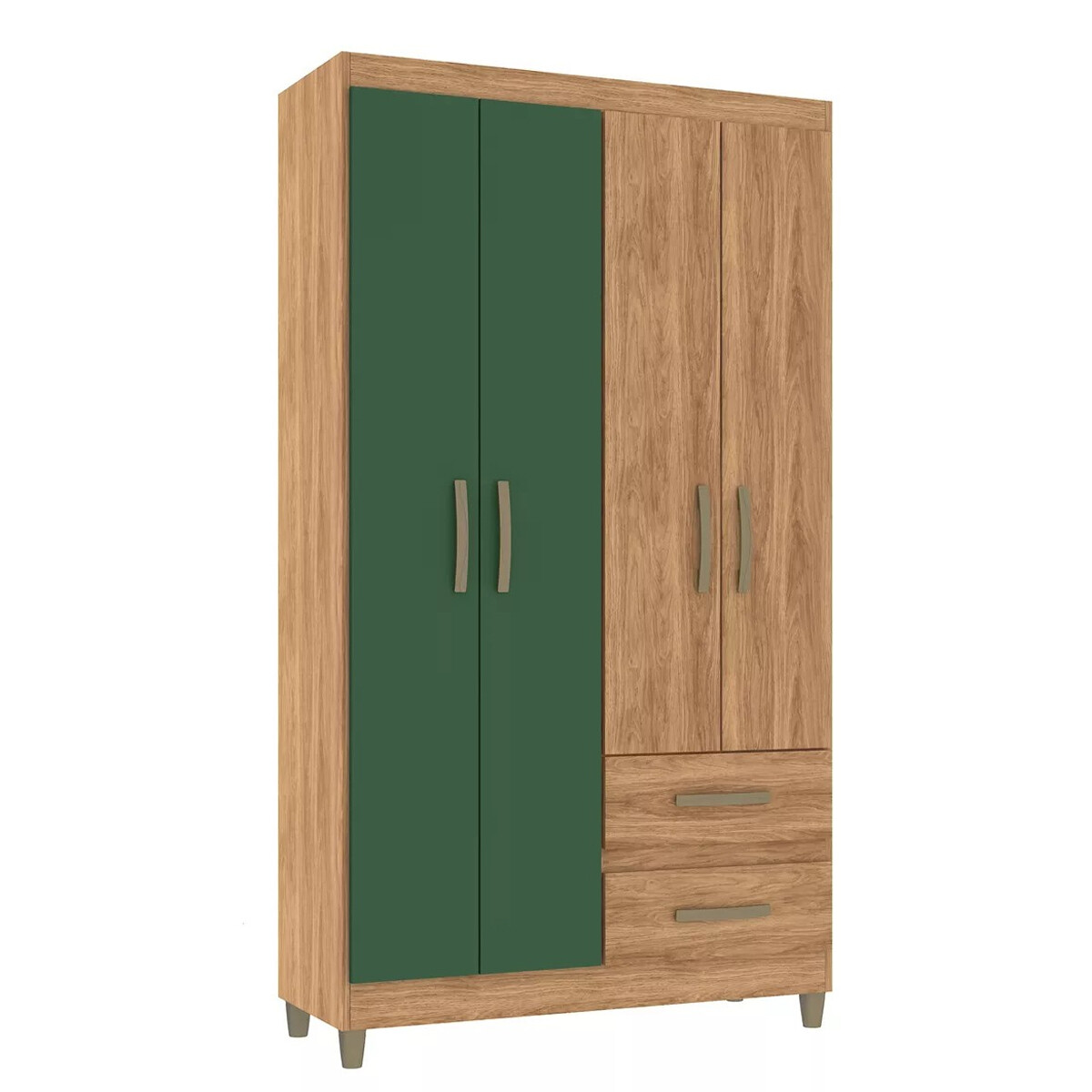 Ropero 4 puertas 2 cajones - MARRÓN-VERDE 