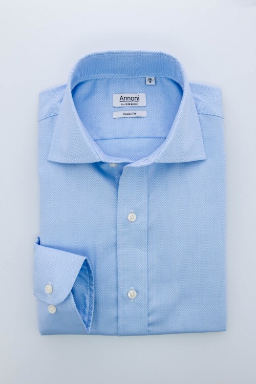 Camisa Annoni Italian Collar Espigada Celeste