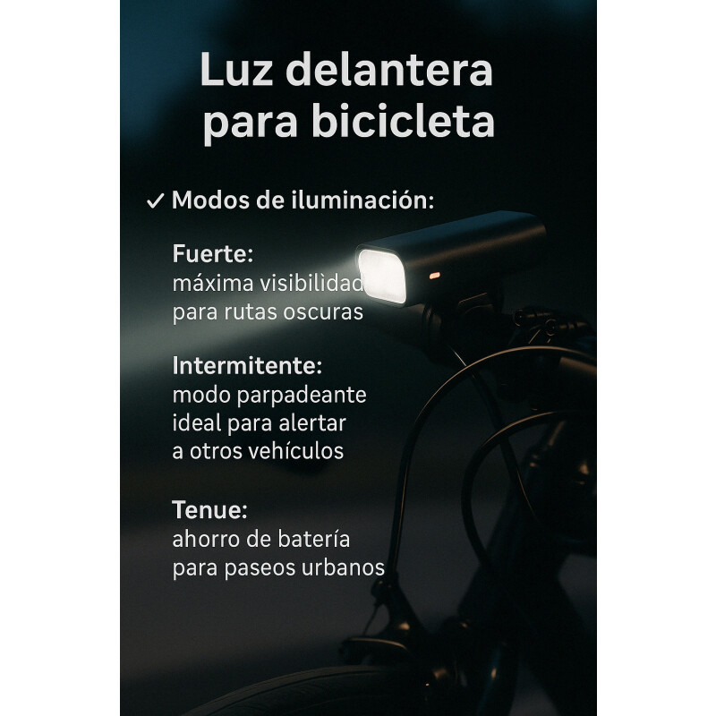 Luz Para Bicicleta Set Trasera + Delantera Recargable Negro