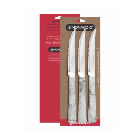 Set X3 Cuchillos Elementos de Simonaggio BLANCO