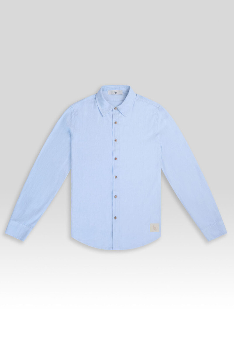 LONG SLEEVE LINEN SHIRT Celeste